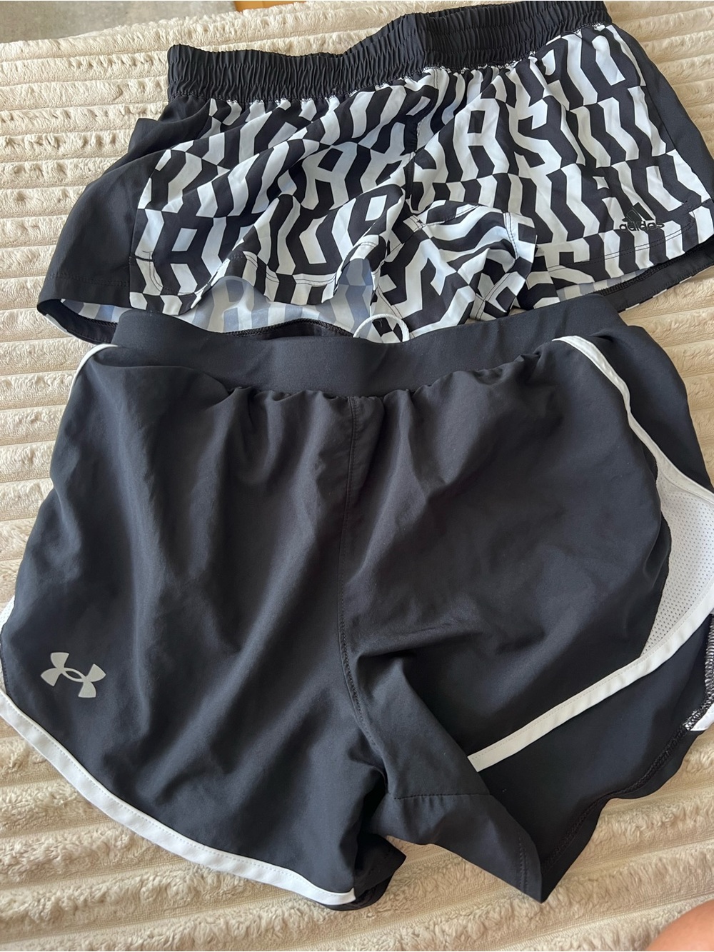 Under Armour and Adidas Women's Black and white Athletic Shorts